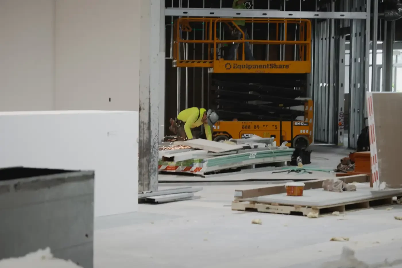 Construction inside the new building